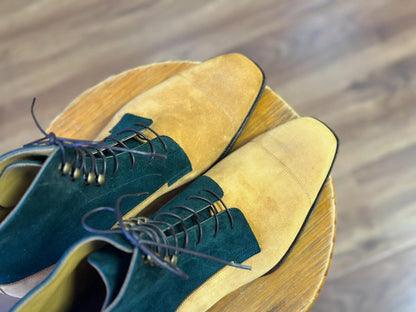 MILTON - TAN AND BLACK SUEDE DERBY BOOTS