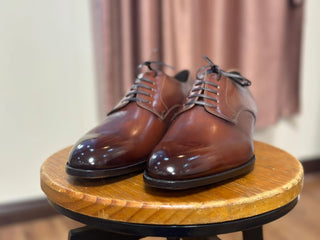 MELVIN - RED BROWN PATINA DERBY LACEUPS
