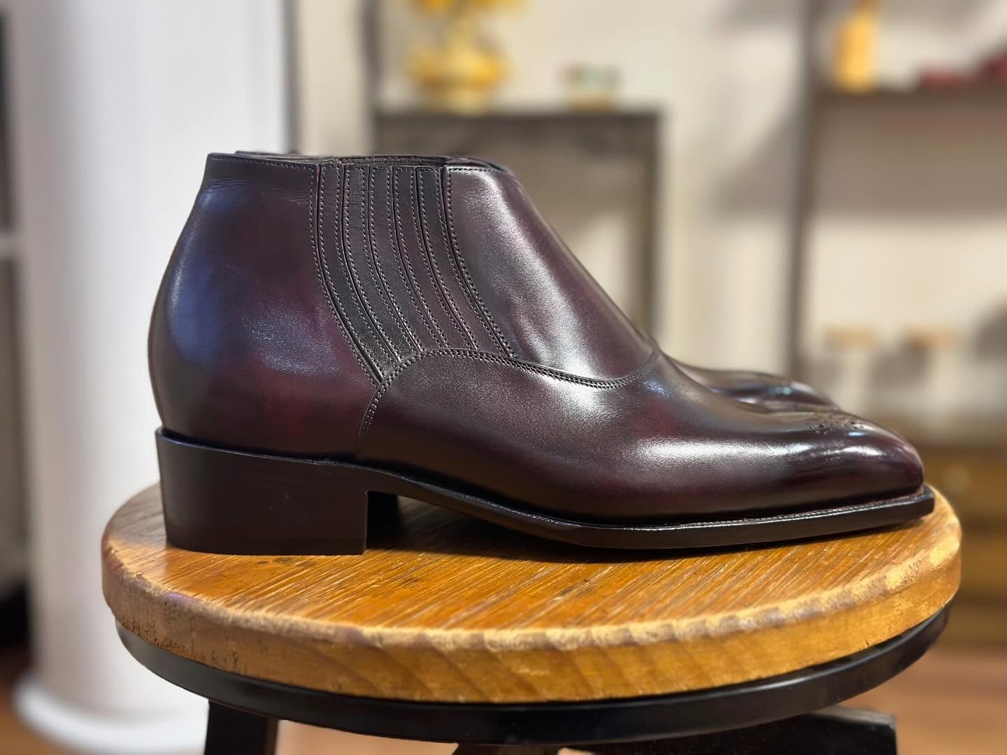 LUTHER - BURGUNDY CALF ANKLE BOOTS