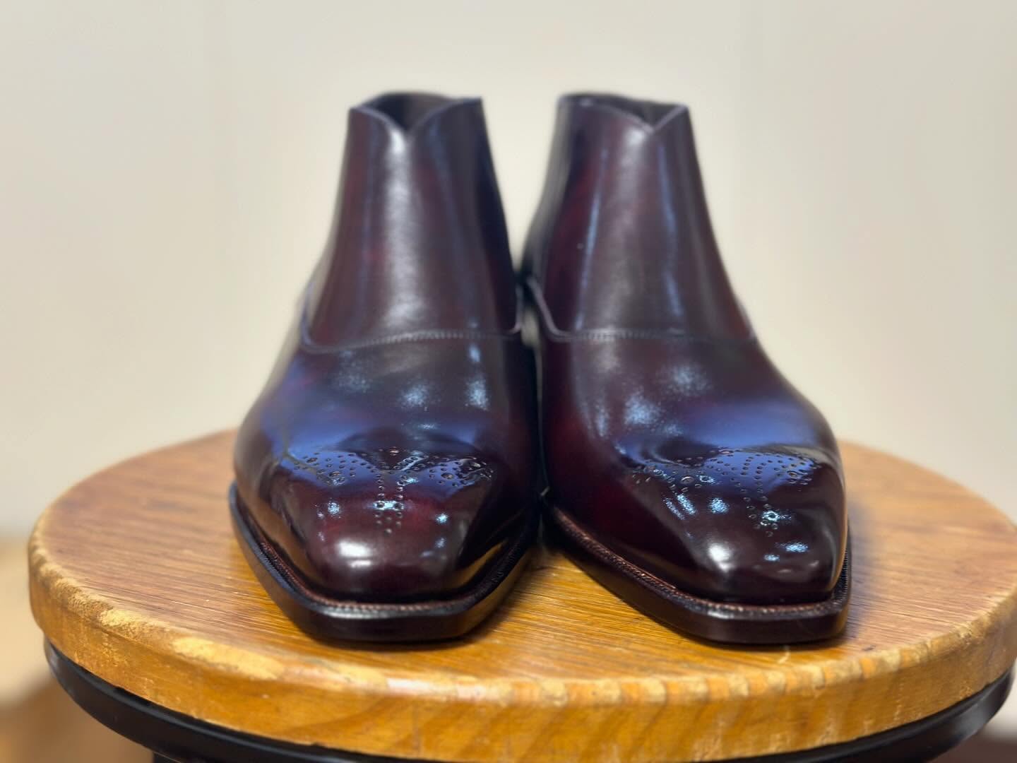 LUTHER - BURGUNDY CALF ANKLE BOOTS