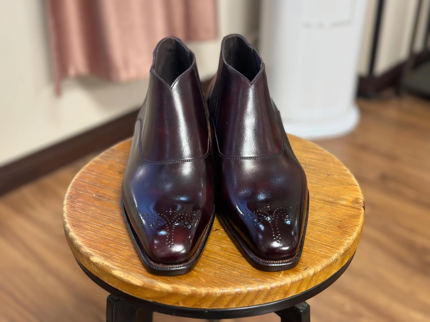 LUTHER - BURGUNDY CALF ANKLE BOOTS