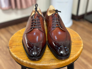 KEATON || BROWN PATINA DERBY WITH METAL TOE IN FIDDLEBACK SOLE