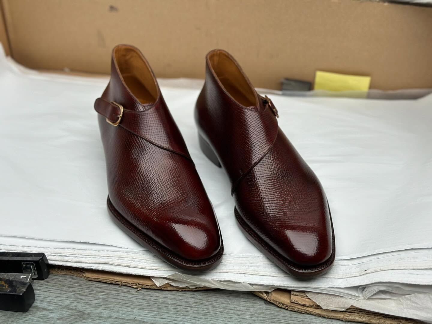 KEATON - RED BROWN SINGLE MONK ANKLE BOOTS
