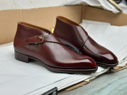 KEATON - RED BROWN SINGLE MONK ANKLE BOOTS