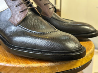 ERNEST - BLACK AND WHITE SPLIT TOE COMBAT BOOTS