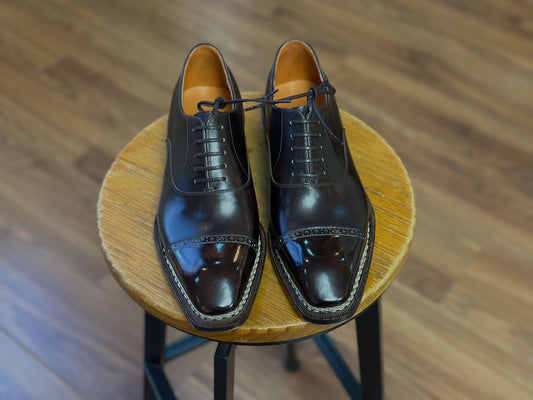 AIDEN - DARK BROWN CAP TOE OXFORDS LACEUPS
