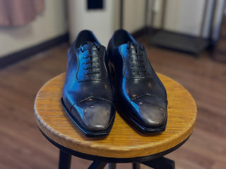 DORIAN - BLACK & GREY PATINA WHOLECUT LACE-UPS