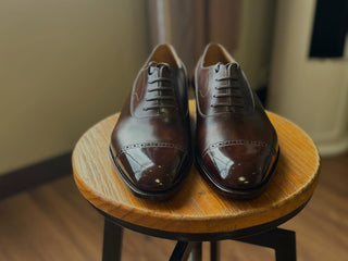DONALD - BROWN CAP TOE LEATHER OXFORDS