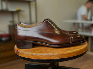 DONALD - BROWN CAP TOE LEATHER OXFORDS