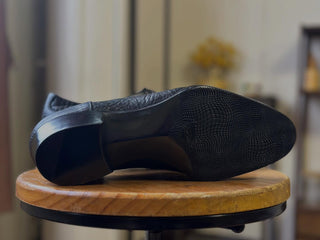 DASH FIDDLEBACK | BLACK ALLIGATOR LEATHER DERBY