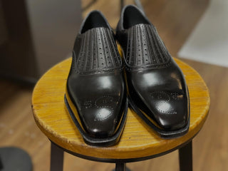DEACON - BLACK LEATHER BOX CALF SLIP ON