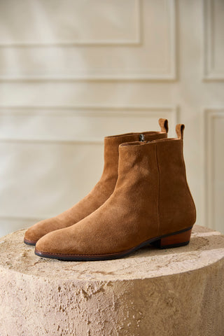 CAIRN 03 - BROWN SUEDE ZIPPER BOOTS
