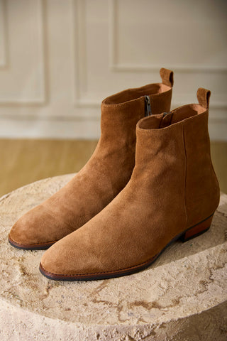 CAIRN 03 - BROWN SUEDE ZIPPER BOOTS