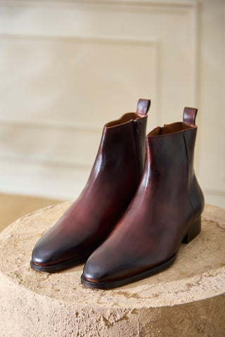 HARLAN 05 - RED BROWN ZIPPER BOOTS