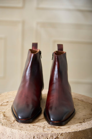 HARLAN 05 - RED BROWN ZIPPER BOOTS