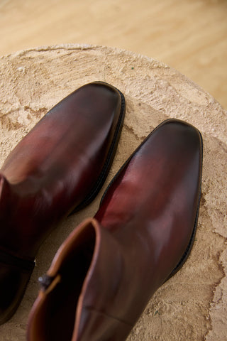 HARLAN 05 - RED BROWN ZIPPER BOOTS
