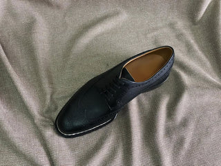 ARNOLD - BLACK LEATHER BROGUE WINGTIP DERBY LACEUPS