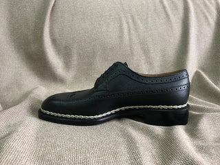 ARNOLD - BLACK LEATHER BROGUE WINGTIP DERBY LACEUPS