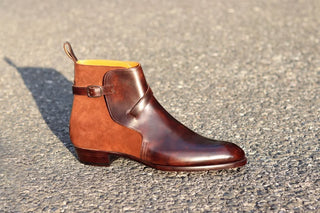 ALVIN - BROWN LEATHER JODHPUR BOOTS WITH BELT