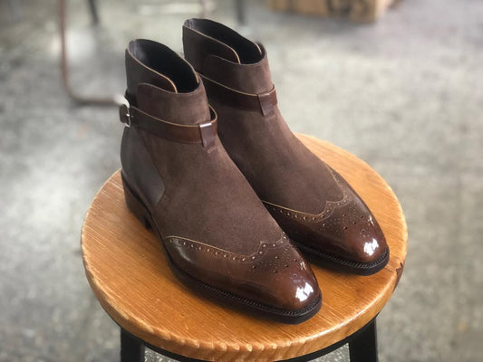 FRANCO - SEMI SQUARE TOE COFFEE JODHPUR BOOTS