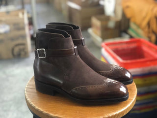 FRANCO - SEMI SQUARE TOE COFFEE JODHPUR BOOTS