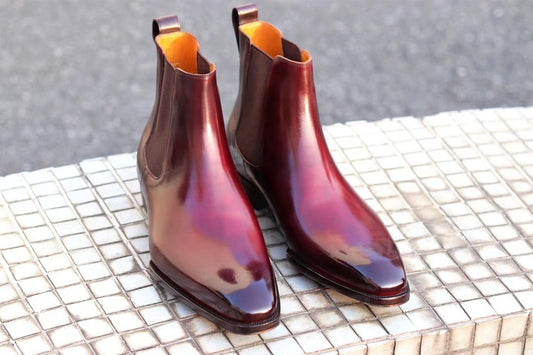LUCIANO - RED WINE LEATHER CHELSEA BOOTS