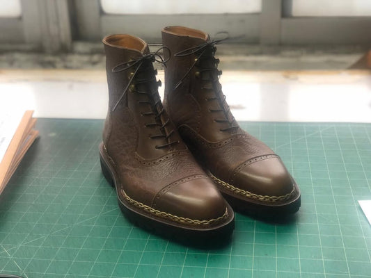 TOMAS - DEEP BROWN GRAIN LEATHER LACES BOOTS