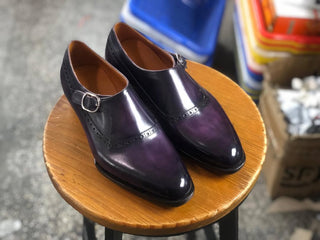 EMILIO - PURPLE PATINA LEATHER SINGLE MONK STRAP
