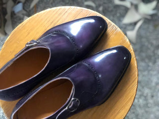EMILIO - PURPLE PATINA LEATHER SINGLE MONK STRAP