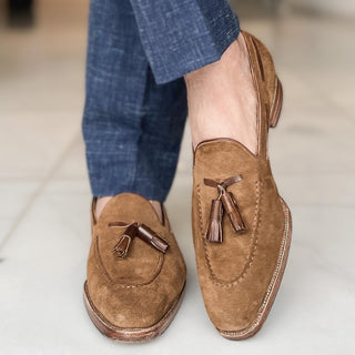 SILAS - SAND SUEDE TASSEL LOAFERS
